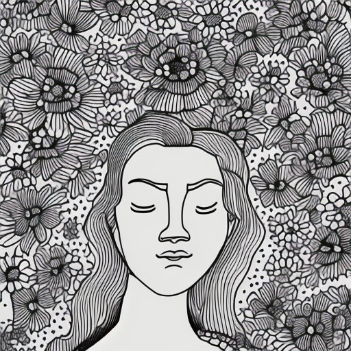 line drawing of a person meditating in a flower field while planning their wedding